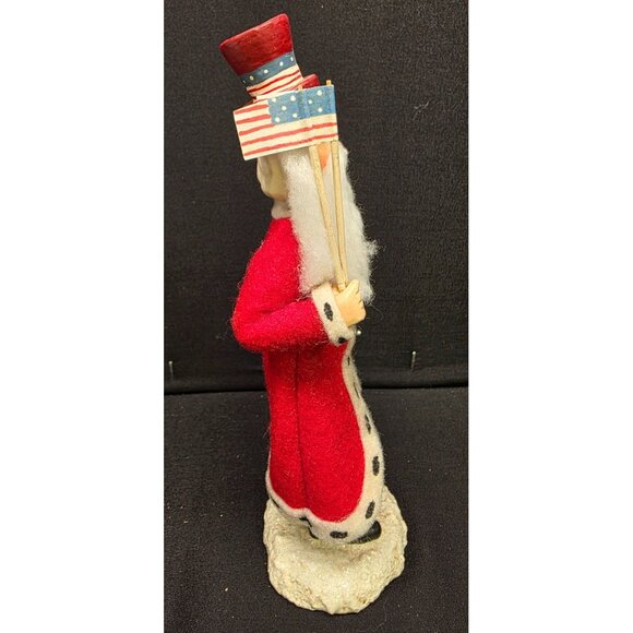Rare Handcrafted Folk Art Patriot Santa Christmas Figure by Bethany Lowe - Picture 3 of 8